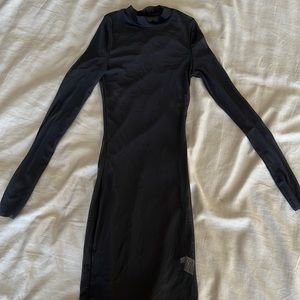 Black sheer mesh mini dress
